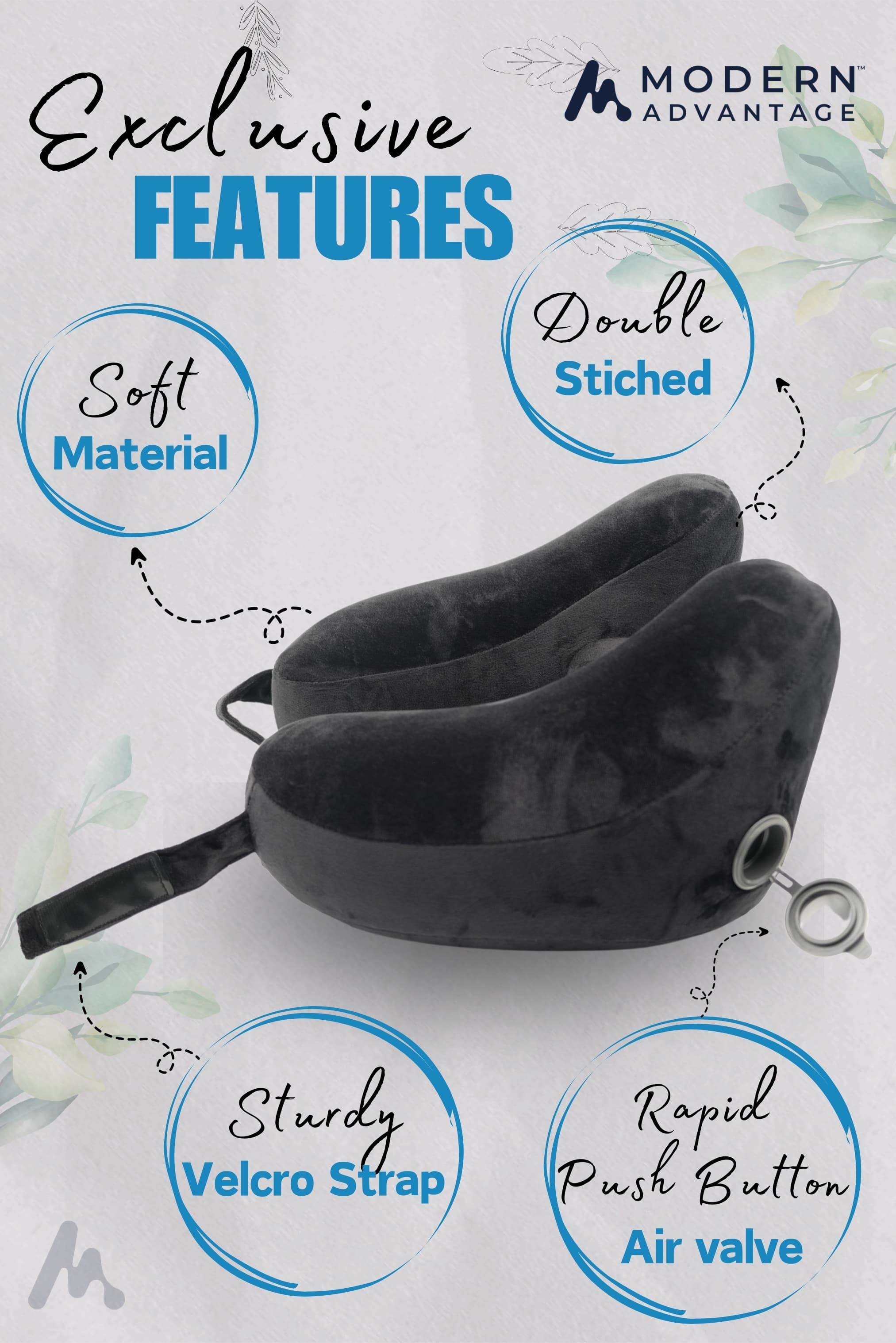 Inflatable Travel Neck Pillow Comfortable Support for Travel & Relaxation - Modern Advantage