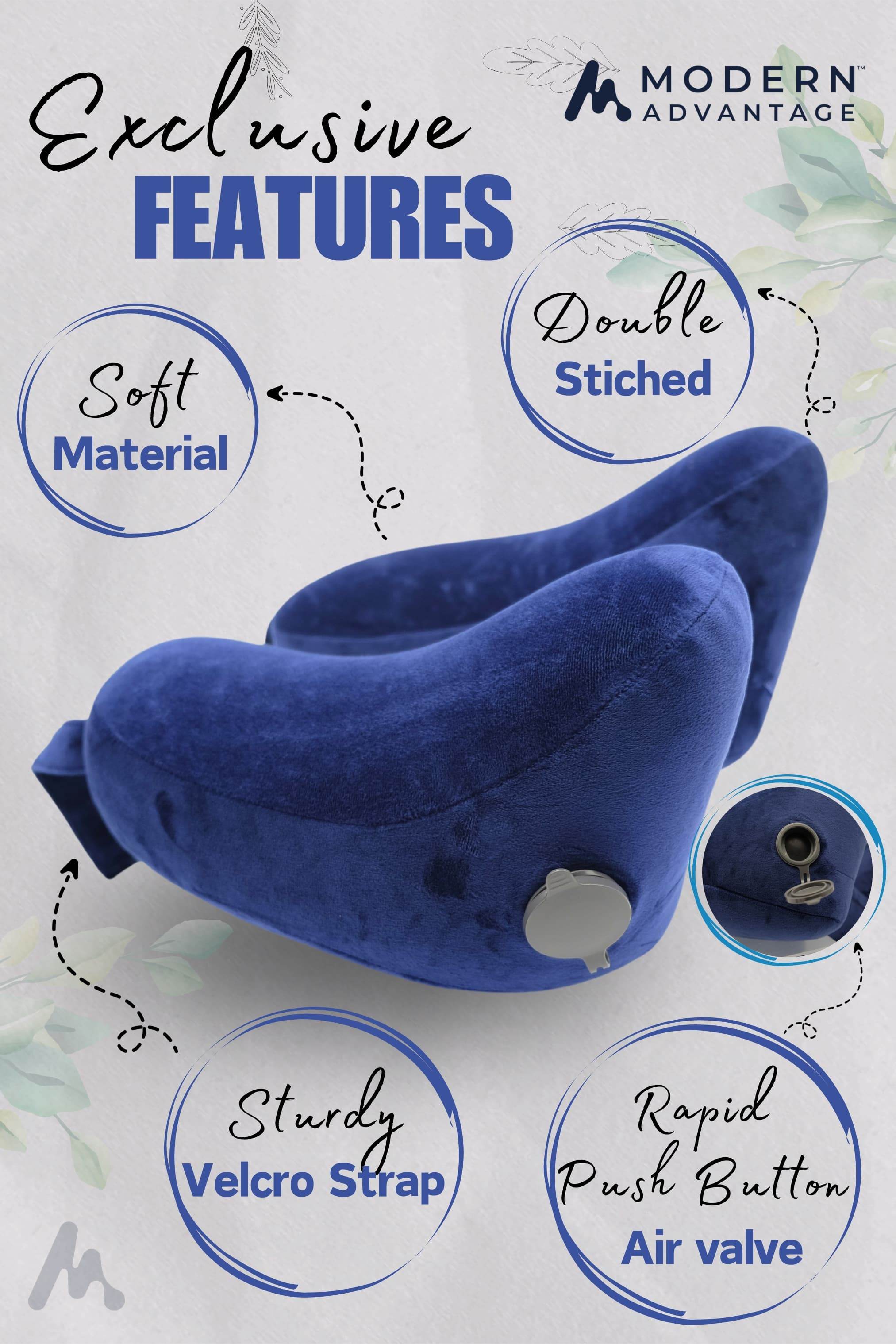 Inflatable Travel Neck Pillow Comfortable Support for Travel & Relaxation - Modern Advantage
