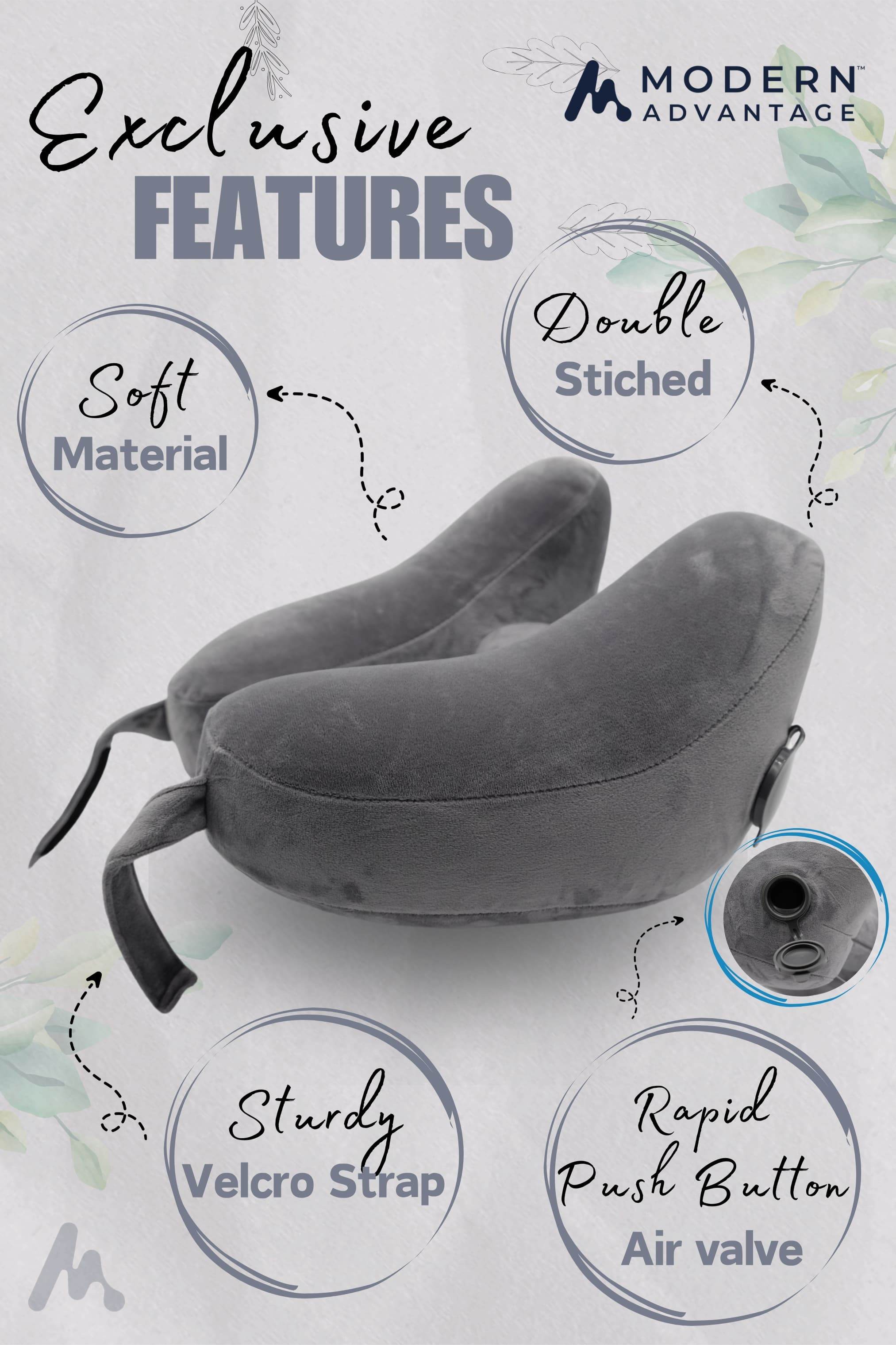 Inflatable Travel Neck Pillow Comfortable Support for Travel & Relaxation - Modern Advantage