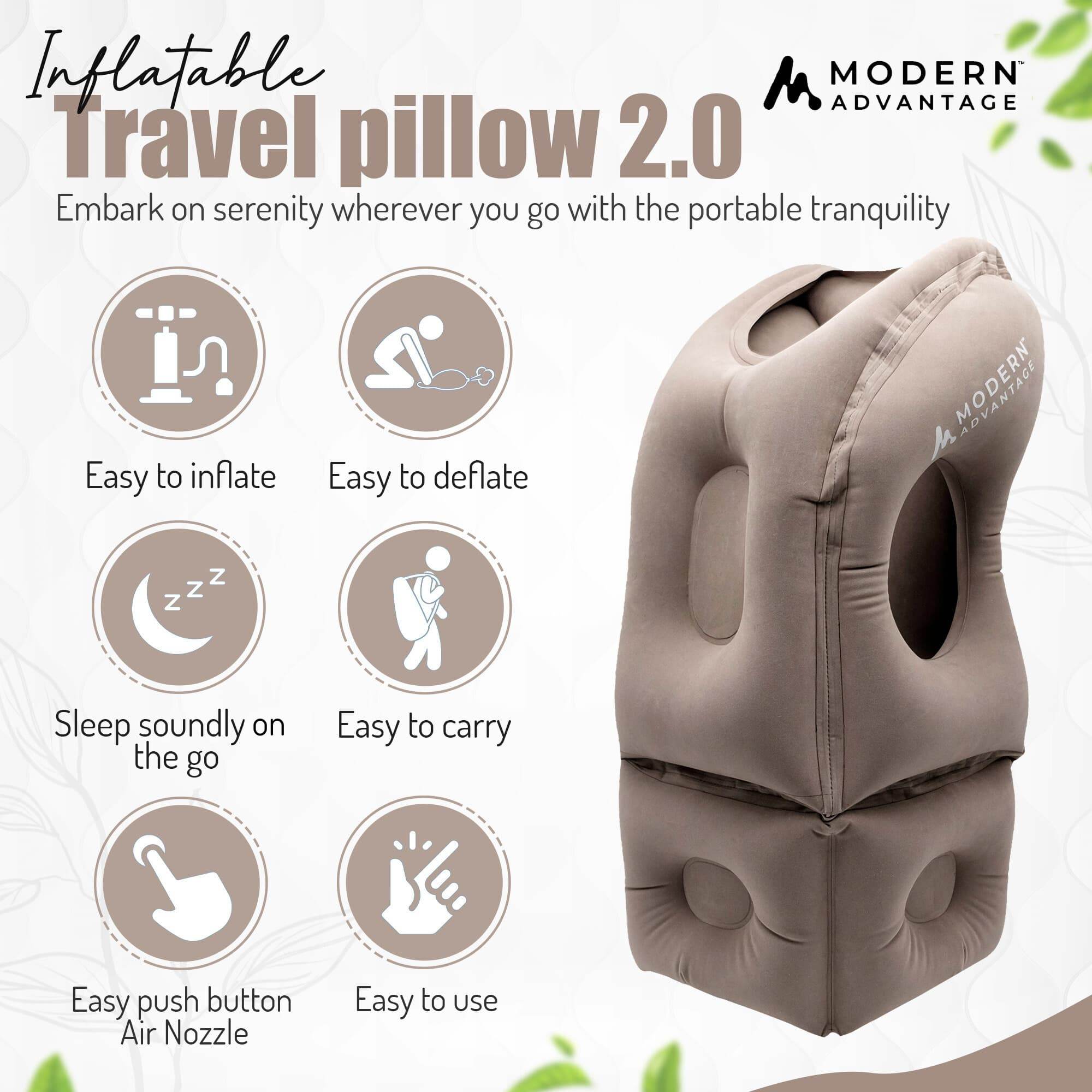 Inflatable Travel Pillow 2.0 – Ultimate Neck Support & Comfort on the Go - Modern Advantage