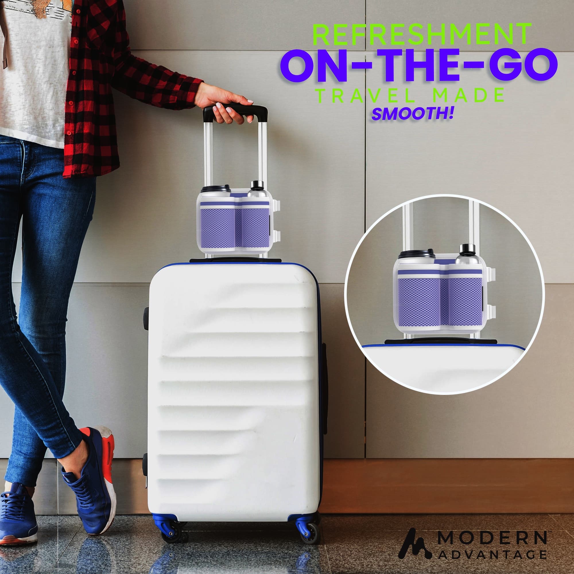 travel cup holder for luggage, suitcase with drink holder